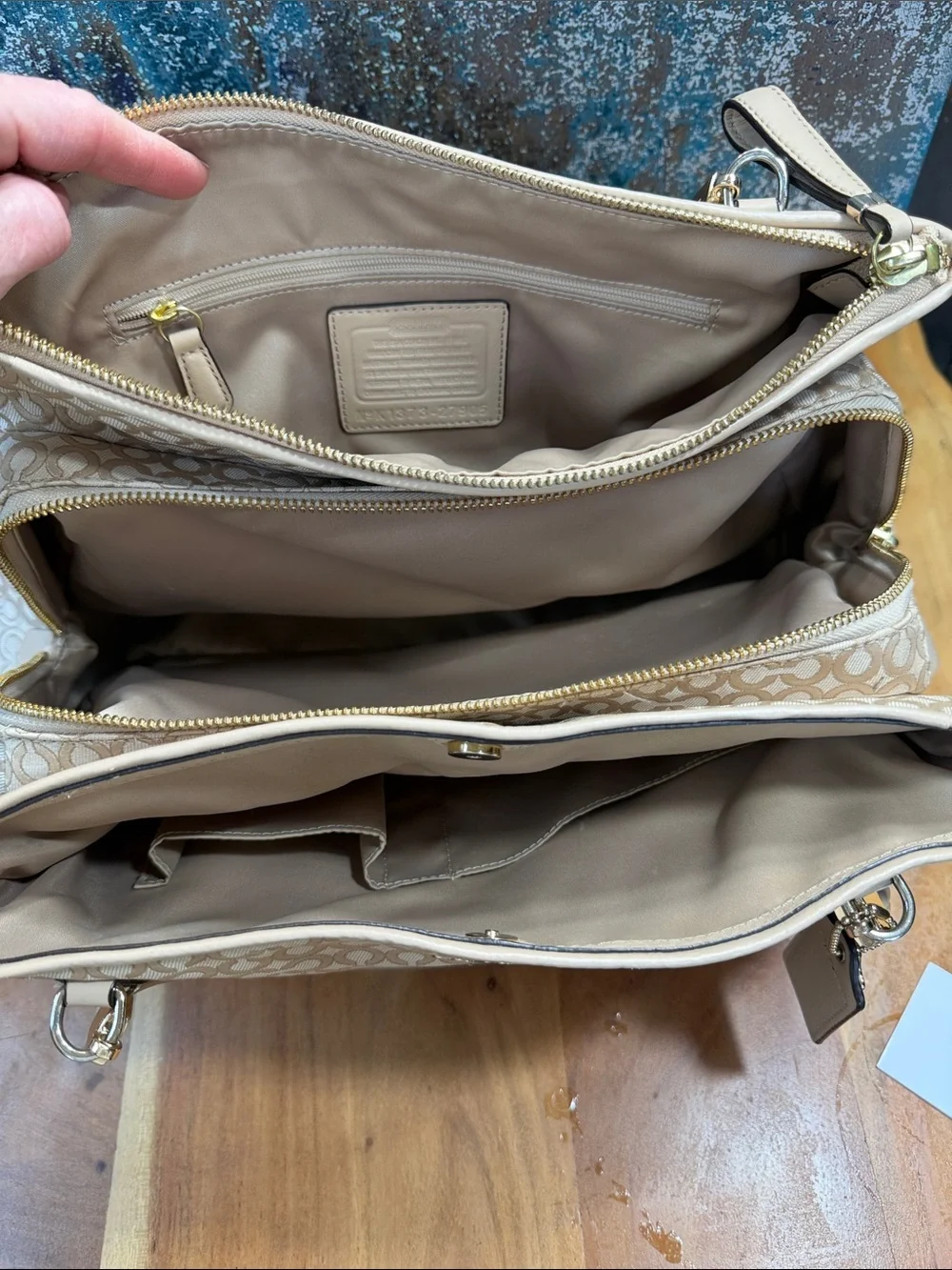 Coach 2013 Soft Glam Op Art Pearlescent Carryall Bag EUC
